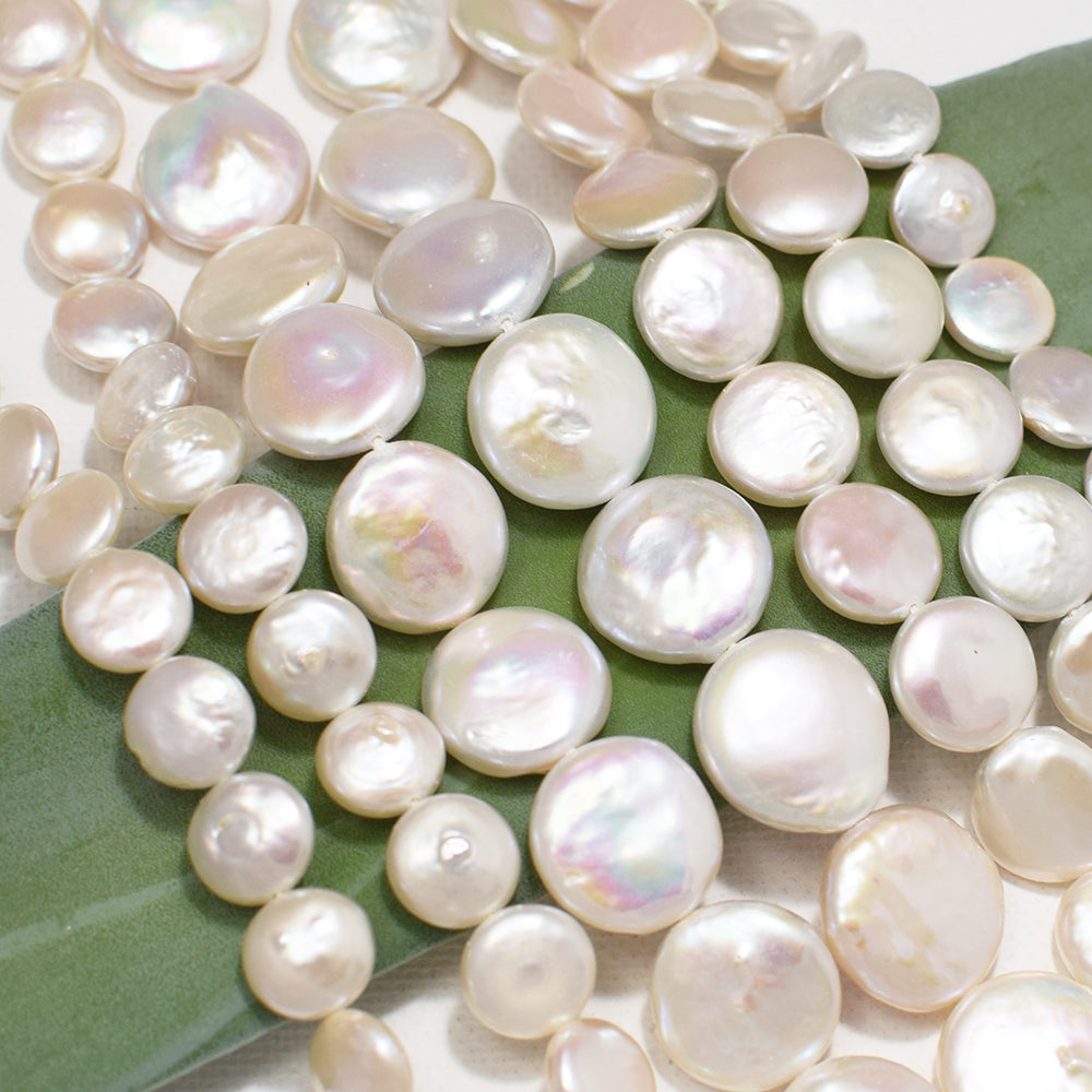 coin pearl flat lay