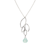 Ella Silver Four Leaf Drop Necklace with Gemstone