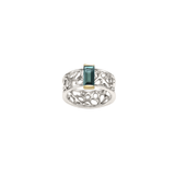 Silver Medium Band Cactus Ring with Baguette Gemstone