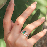 Silver Medium Band Cactus Ring with Baguette Gemstone