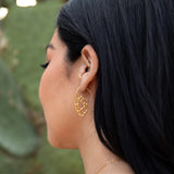 Silver Desert Sunrise Cactus Hoop Earrings