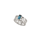 Silver Medium Band Cactus Ring with Baguette Gemstone