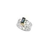 Silver Medium Band Cactus Ring with Baguette Gemstone