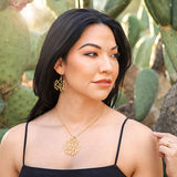 Gold Extra Large Organic Circle Cactus Necklace