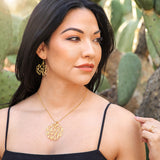 Gold Medium Organic Circle Cactus Earrings