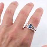 Silver Medium Band Cactus Ring with Baguette Gemstone