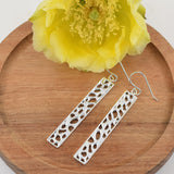 Silver Long Cactus Bar Earrings