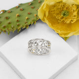 Silver Medium Band Cactus Ring