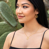 Gold Small Organic Circle Cactus Earrings