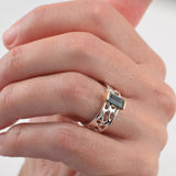 Silver Medium Band Cactus Ring with Baguette Gemstone