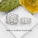 Silver Wide Band Cactus Ring