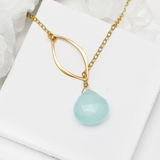 Ella Gold Single Leaf Necklace with Gemstone