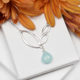 Ella Silver Mini V Leaf Necklace with Gemstone