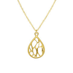 Gold Medium Teardrop Cactus Necklace