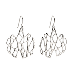 silver freeform cactus earrings on white background