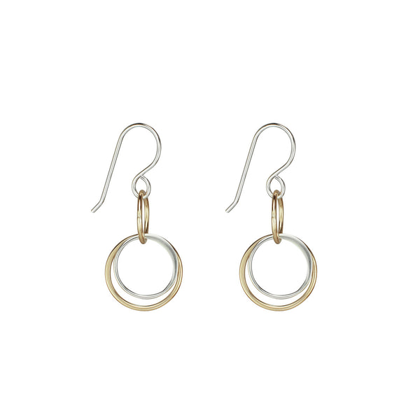 Gold and Silver Three Circle Dangle Earrings | Lila Clare Jewelry