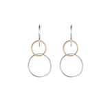 silver and gold dangle circle earrings