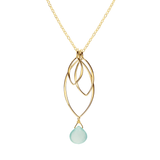 Ella Gold Medium Leaf Fringe Necklace with Gemstone