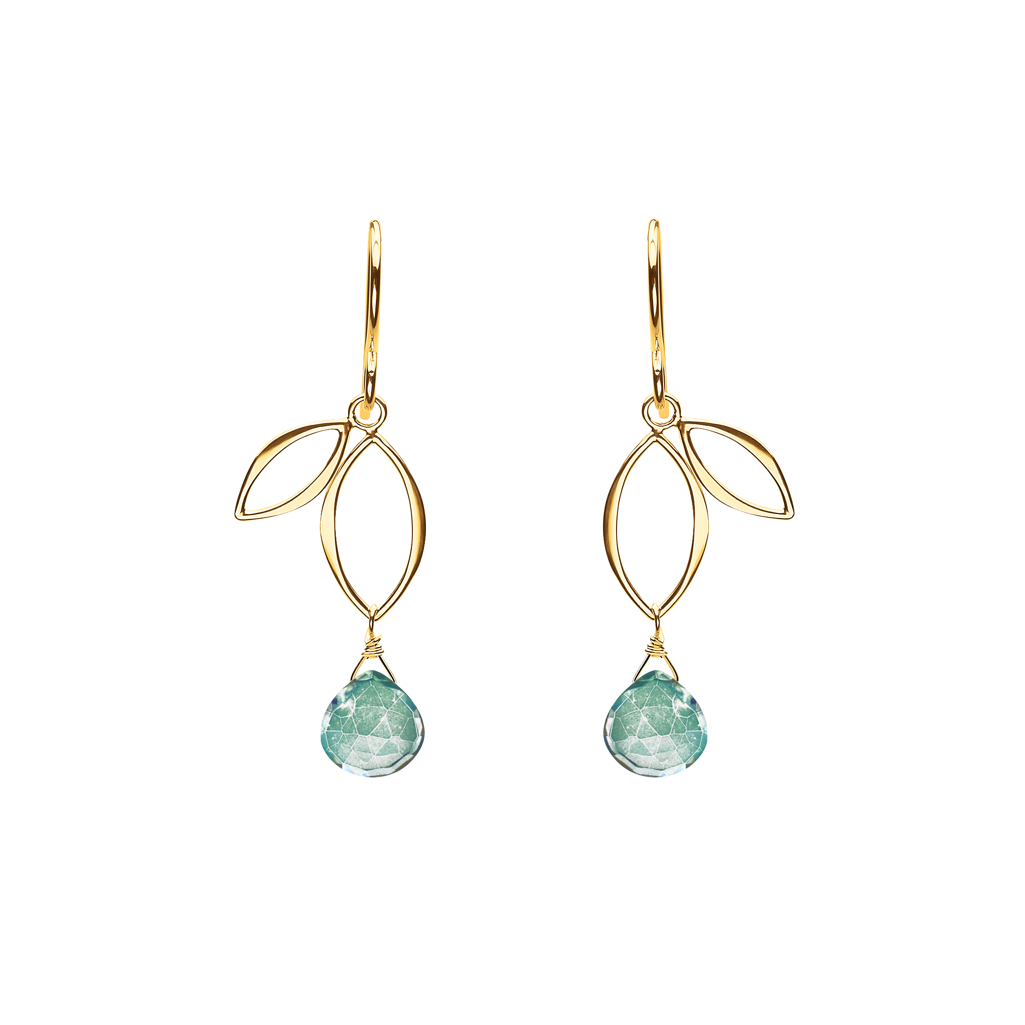 Ella Gold Mini Sprout Earrings with Gemstones