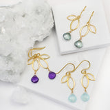 Ella Gold Mini Sprout Earrings with Gemstones