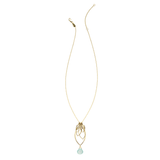 Ella Gold Large Leaf Fringe Necklace with Gemstone