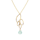 Ella Gold Four Leaf Drop Necklace with Gemstone