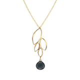 Ella Gold Four Leaf Drop Necklace with Gemstone