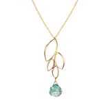 Ella Gold Four Leaf Drop Necklace with Gemstone