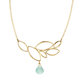 Ella Gold Leaf Cluster Necklace with Gemstone