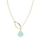 Ella Gold Single Leaf Necklace with Gemstone