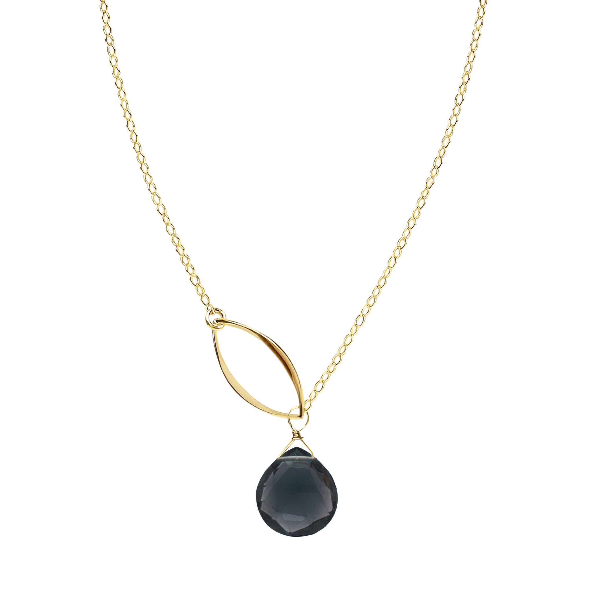 Ella Gold Single Leaf Necklace with Gemstone