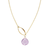 Ella Gold Single Leaf Necklace with Gemstone