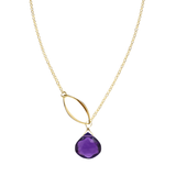 Ella Gold Single Leaf Necklace with Gemstone