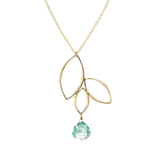 Ella Gold Three Leaf Drop Necklace with Gemstone