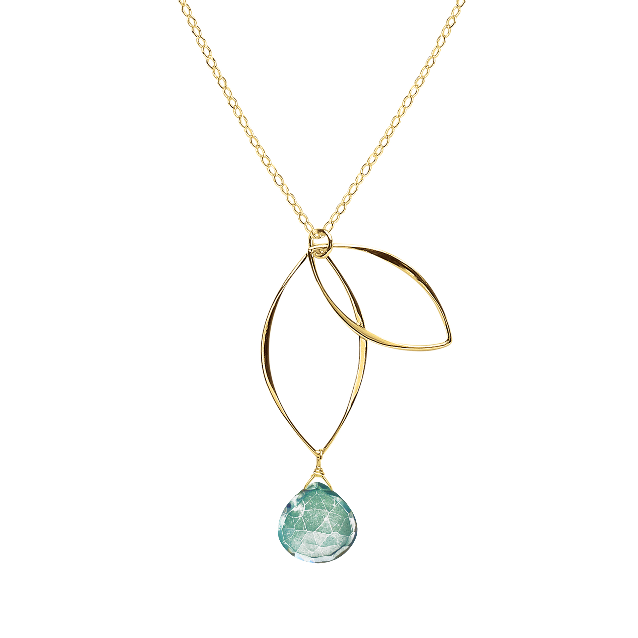 Ella Gold Petal Necklace with Gemstone