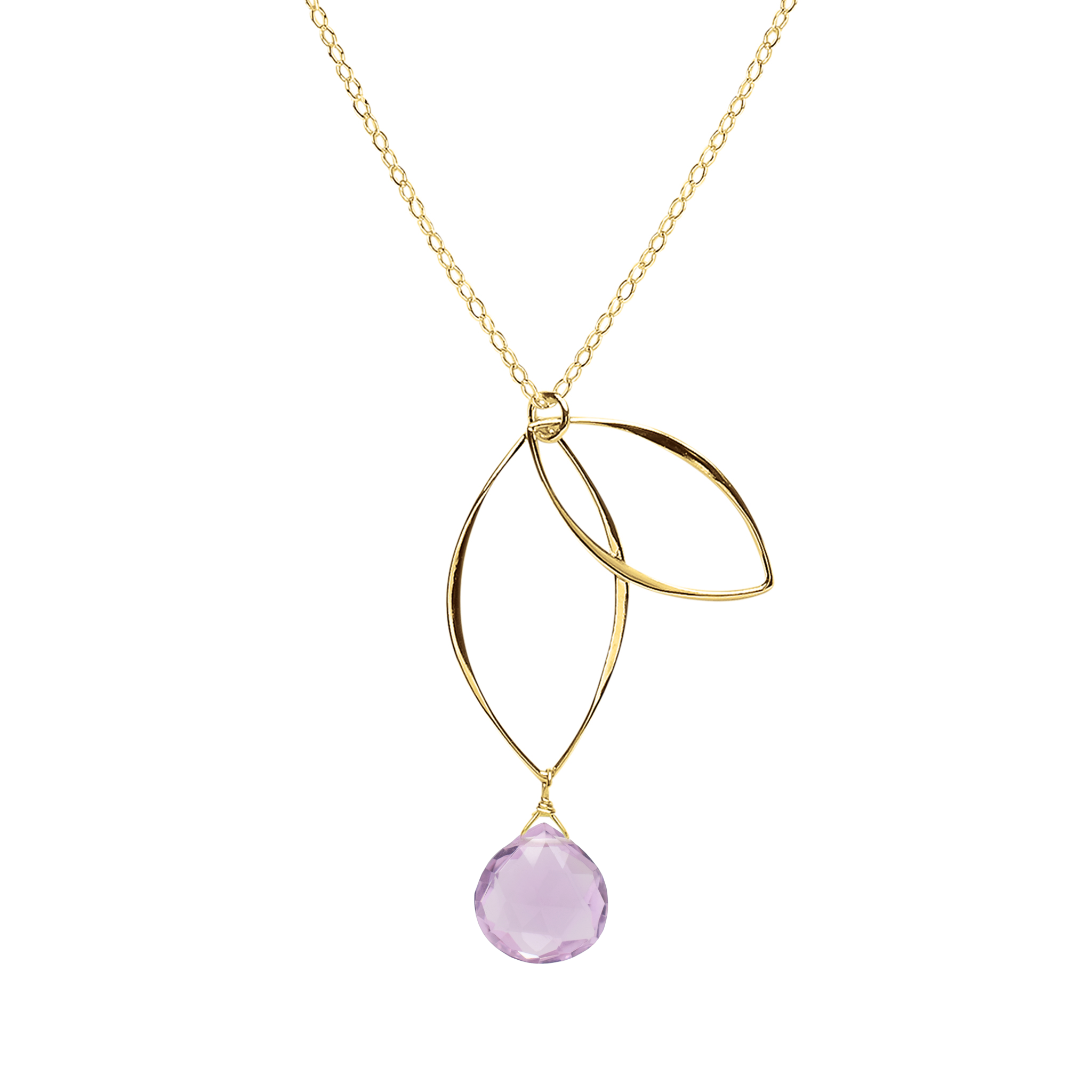 Ella Gold Petal Necklace with Gemstone