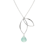 Ella Silver Petal Necklace with Gemstone