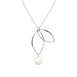 Ella Silver Petal Necklace with Gemstone