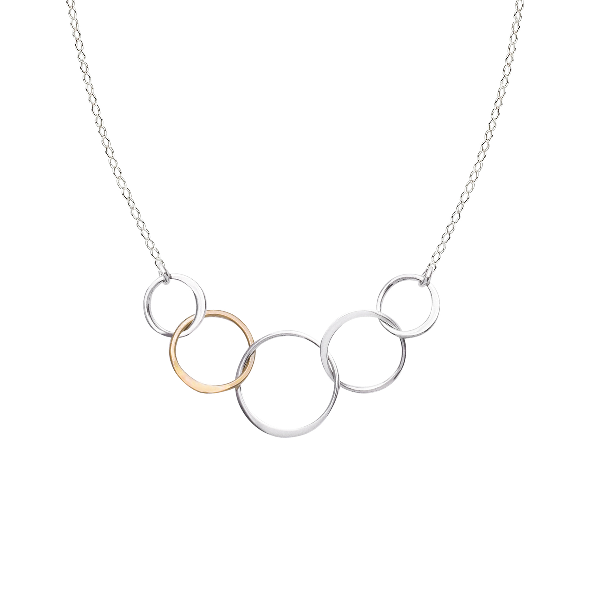 Quiet Icon Interlocking Circle Necklace Sterling Silver Plated | Blue Ruby  Jewellery