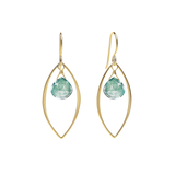 Ella Gold Large Leaf Earrings with Gemstones