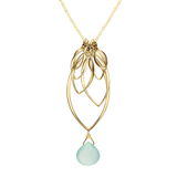 Ella Gold Large Leaf Fringe Necklace with Gemstone