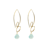 Ella Gold Large Leaf Hook Earrings with Gemstones