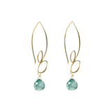 Ella Gold Large Leaf Hook Earrings with Gemstones