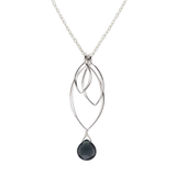 Ella Silver Medium Leaf Fringe Necklace with Gemstone