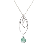 Ella Silver Medium Leaf Fringe Necklace with Gemstone