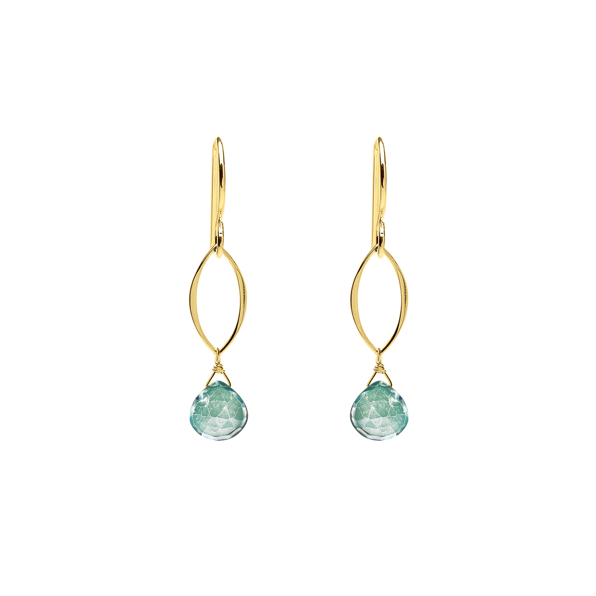 Ella Gold Mini Dangle Leaf Earrings with Gemstones