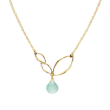 Ella Gold Mini V Leaf Necklace with Gemstone