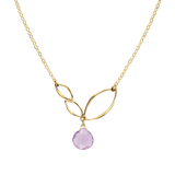 Ella Gold Mini V Leaf Necklace with Gemstone