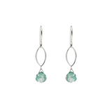 Ella Silver Mini Dangle Leaf Earrings with Gemstones