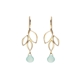 Ella Gold Mini Three Leaf Drop Earrings with Gemstones